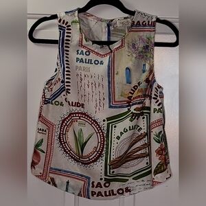 Rachel Zoe Graphic Print Sleeveless Blouse Size XS (pit to.pit-17" & 20.5"- L)